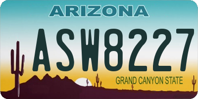 AZ license plate ASW8227