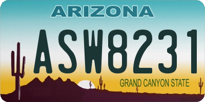 AZ license plate ASW8231