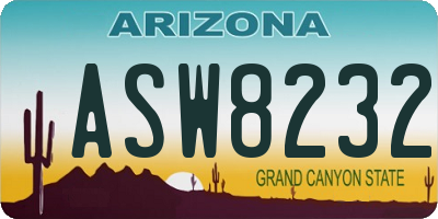 AZ license plate ASW8232
