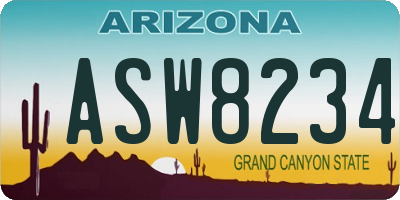 AZ license plate ASW8234