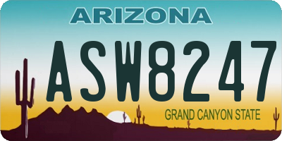 AZ license plate ASW8247