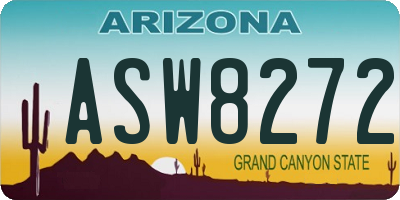 AZ license plate ASW8272