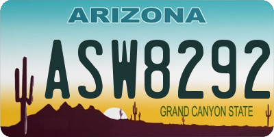 AZ license plate ASW8292