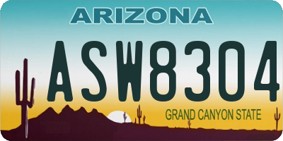 AZ license plate ASW8304