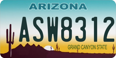 AZ license plate ASW8312