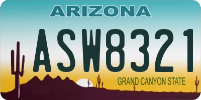 AZ license plate ASW8321