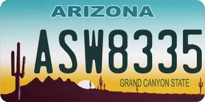 AZ license plate ASW8335