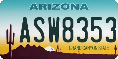 AZ license plate ASW8353