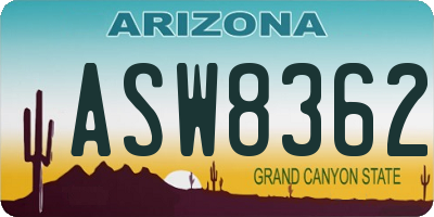 AZ license plate ASW8362