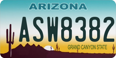 AZ license plate ASW8382