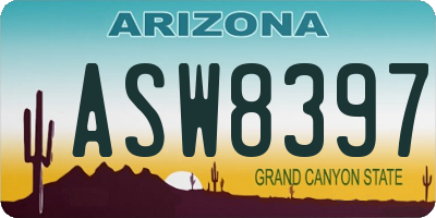 AZ license plate ASW8397