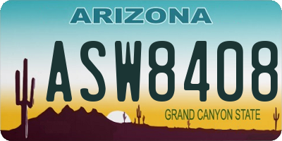 AZ license plate ASW8408