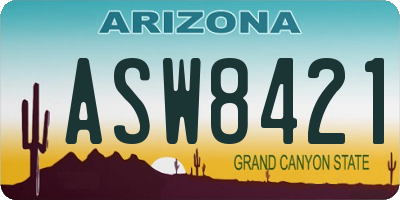 AZ license plate ASW8421