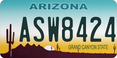 AZ license plate ASW8424