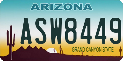 AZ license plate ASW8449