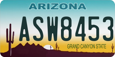 AZ license plate ASW8453