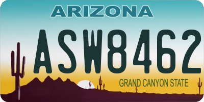 AZ license plate ASW8462