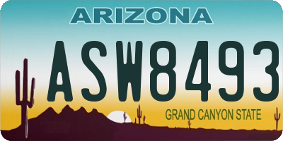 AZ license plate ASW8493