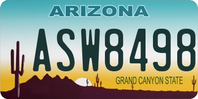 AZ license plate ASW8498