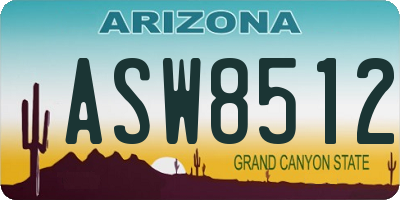 AZ license plate ASW8512