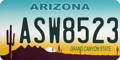 AZ license plate ASW8523