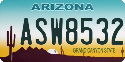 AZ license plate ASW8532