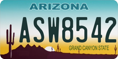 AZ license plate ASW8542