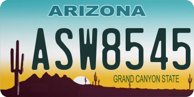 AZ license plate ASW8545