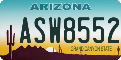 AZ license plate ASW8552