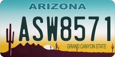 AZ license plate ASW8571