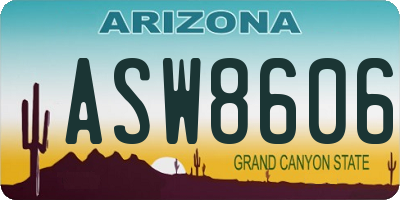 AZ license plate ASW8606