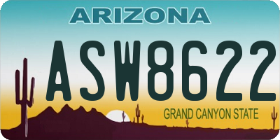 AZ license plate ASW8622