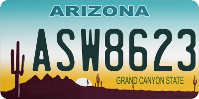 AZ license plate ASW8623
