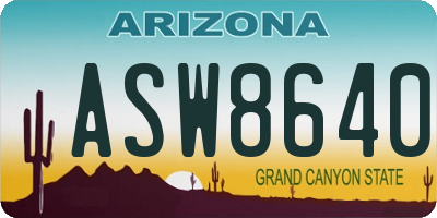 AZ license plate ASW8640