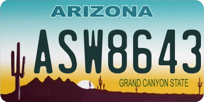 AZ license plate ASW8643