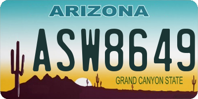 AZ license plate ASW8649