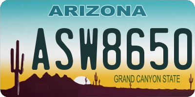 AZ license plate ASW8650