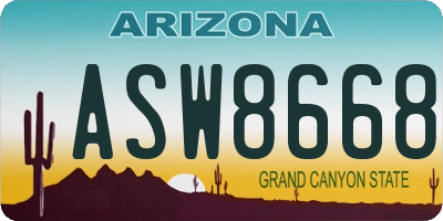 AZ license plate ASW8668
