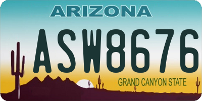 AZ license plate ASW8676