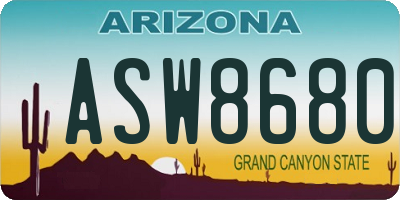 AZ license plate ASW8680
