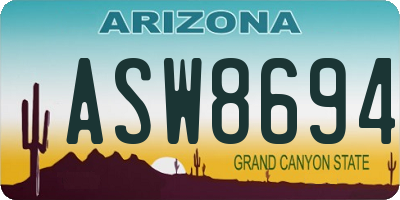 AZ license plate ASW8694