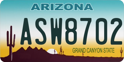 AZ license plate ASW8702