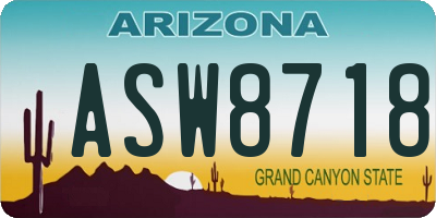 AZ license plate ASW8718