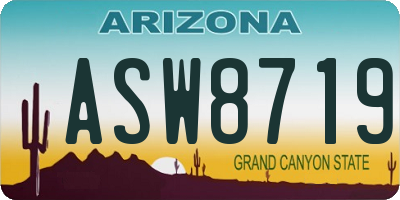 AZ license plate ASW8719