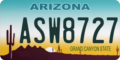 AZ license plate ASW8727