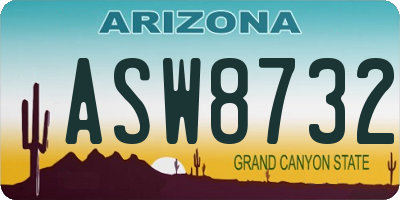AZ license plate ASW8732