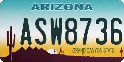 AZ license plate ASW8736