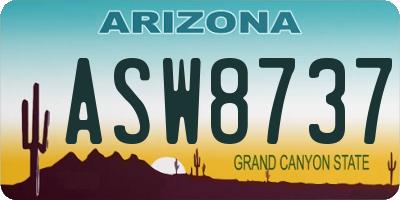 AZ license plate ASW8737