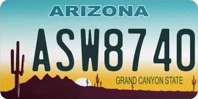 AZ license plate ASW8740