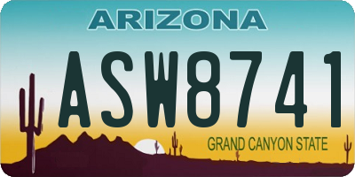 AZ license plate ASW8741
